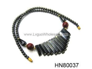 Hematite Teeths Pendants Beads Stone Chain Choker Fashion Women Necklace